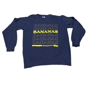 Comfort Colors Savannah Bananas Crewneck Sweatshirt Graphic Navy Blue Small